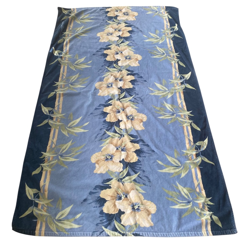 Tommy Bahama Blue Tropical Floral Bamboo Cotton Beach Towel 40x70 Oversized
